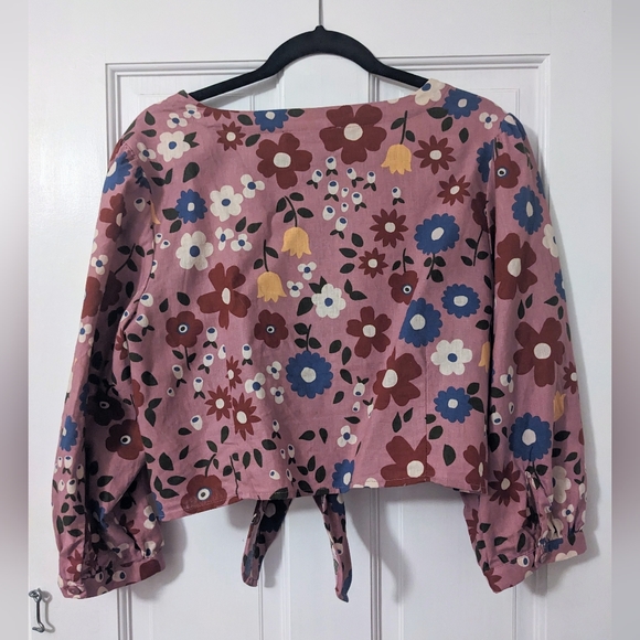 ModCloth x Princess Highway Purple Floral Tie-Front Blouse (16 AU / 12 US) - Picture 5 of 7